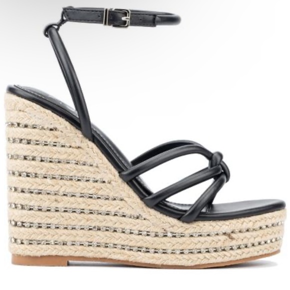 🌸NEW YORK & COMPANY🌸 Electra Rhinestone Embedded Wedge Sandal Size: 10 - Picture 2 of 13